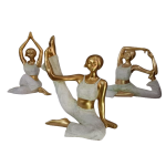 Graceful Yoga Lady Idol Set of 3 White - Inspire Serenity and Balance
