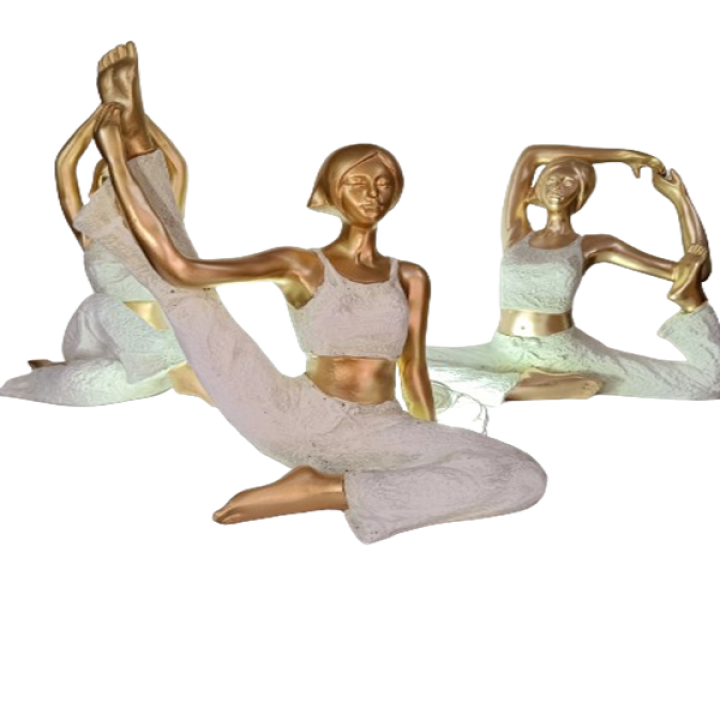 Graceful Yoga Lady Idol Set of 3 White - Inspire Serenity and Balance