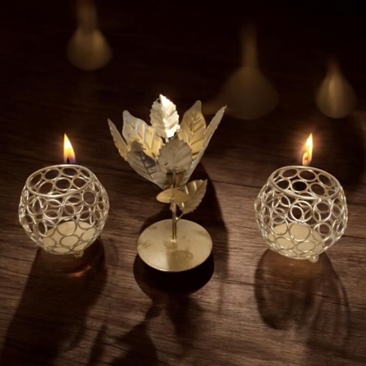 Tealight Small and Flower Combo Metal Stand Set of 3 – Stylish Combo for Elegant Home Decor