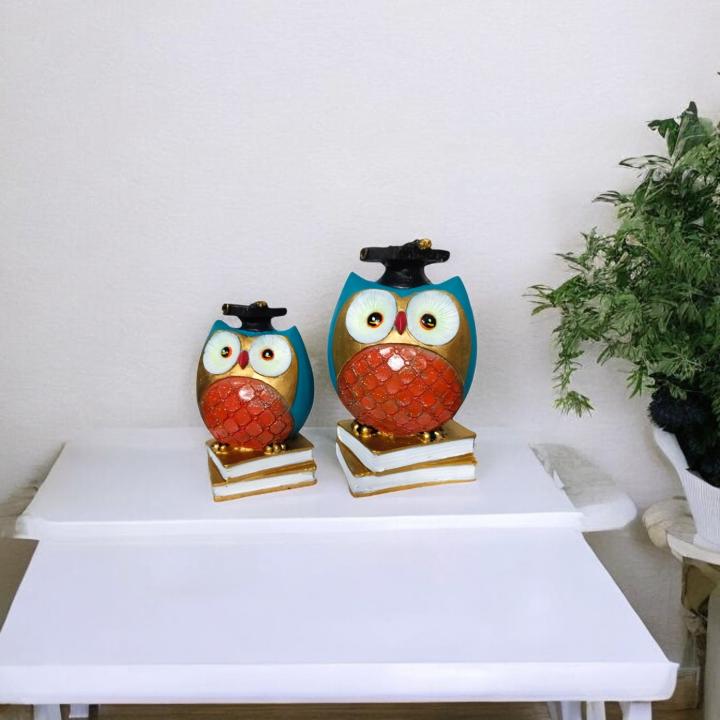Degree Owl Set of 2 Idols - Symbol of Wisdom & Knowledge for Home, Office, or Study Decor