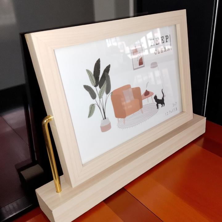 360° Dual-Sided Wooden Photo Frame – One Side with Mirror for Elegant Utility