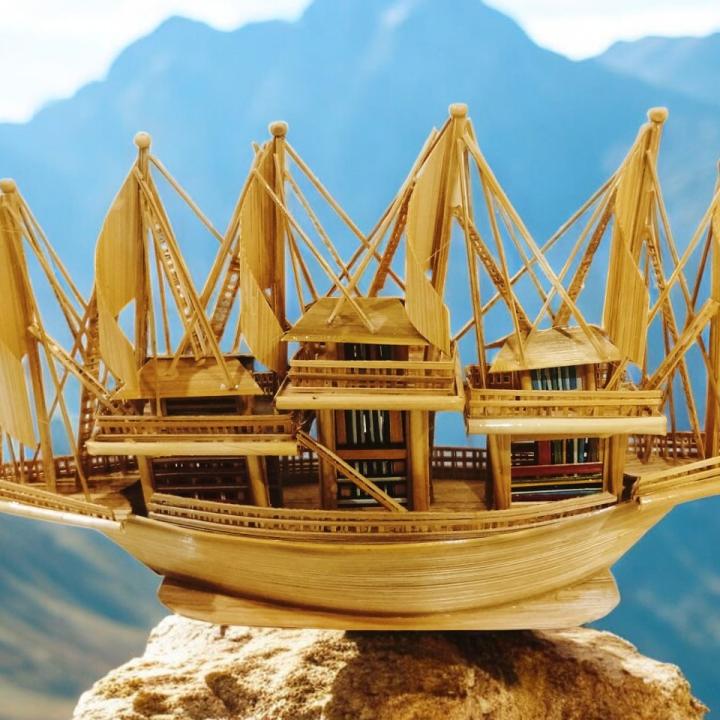Handicraft Decorative Bamboo Ship – Elegant Home Décor Piece