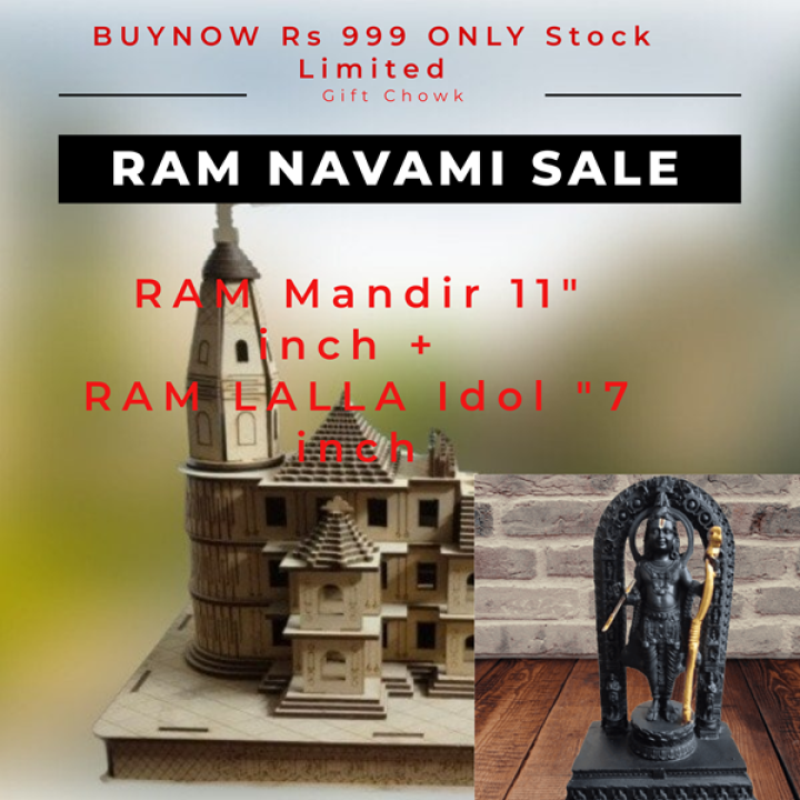 Shree Ram Lalla  Idol  &   Ram Temple Ayodhya Model  – Symbol of Love and Devotion Combo Offer on occasion of Ram Navami