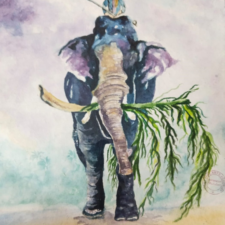 Exquisite Hand-Painted Man on Elephant Artwork - Majestic Journey in Canvas