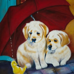 Adorable Handmade Puppy Dog Painting - Cute Charm for Your Home