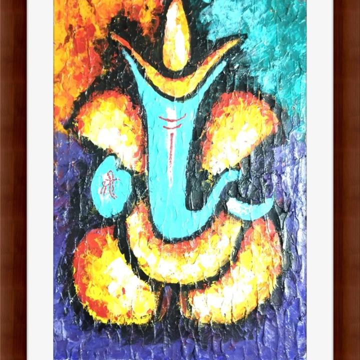 Divine Ganesha Texture Art on Canvas - Spiritual Elegance in Every Brushstroke